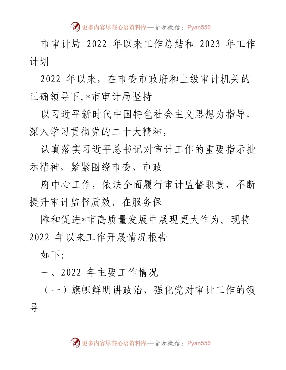 [工作总结] 审计局工作会议 - 2022年工作总结与2023年工作计划报告.docx_第1页