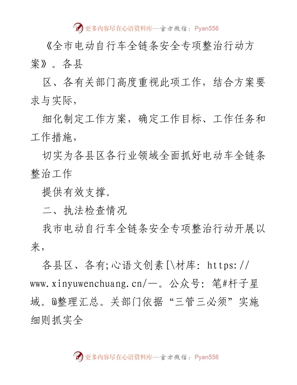 [工作总结] 安全生产专项整治 - X市电动自行车全链条安全专项整治行动工作报告.docx_第2页