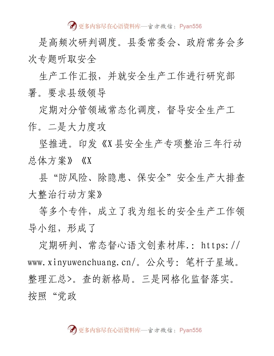 [工作总结] 安全生产工作汇报 - X县安全生产工作落实情况汇报.docx_第2页