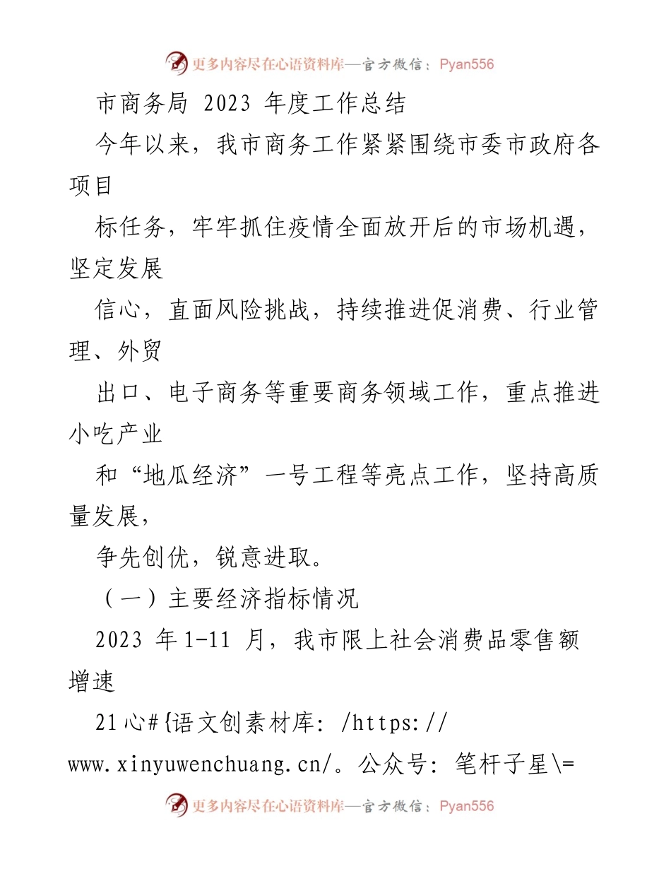 [工作总结] 市商务局 - 2023年度商务工作总结与成效分析.docx_第1页