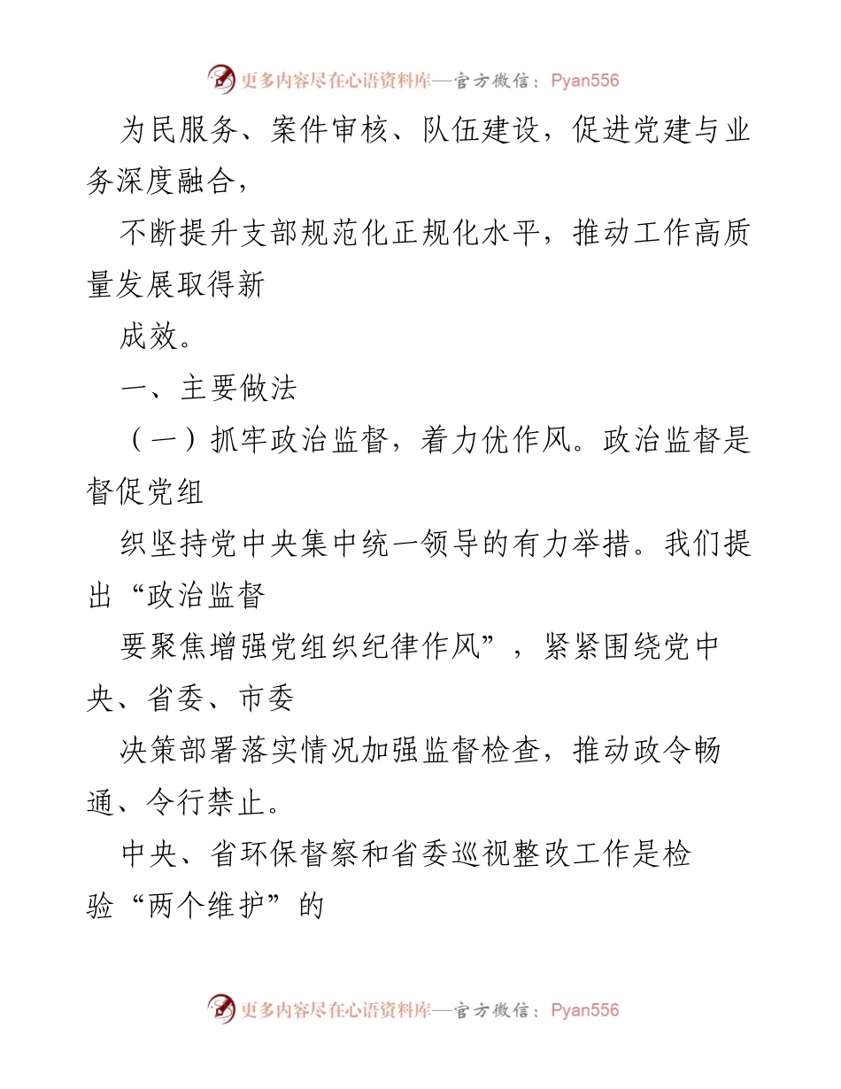 [工作总结] 市纪委监委 - 2024年党支部书记述职述廉工作总结报告.docx_第2页