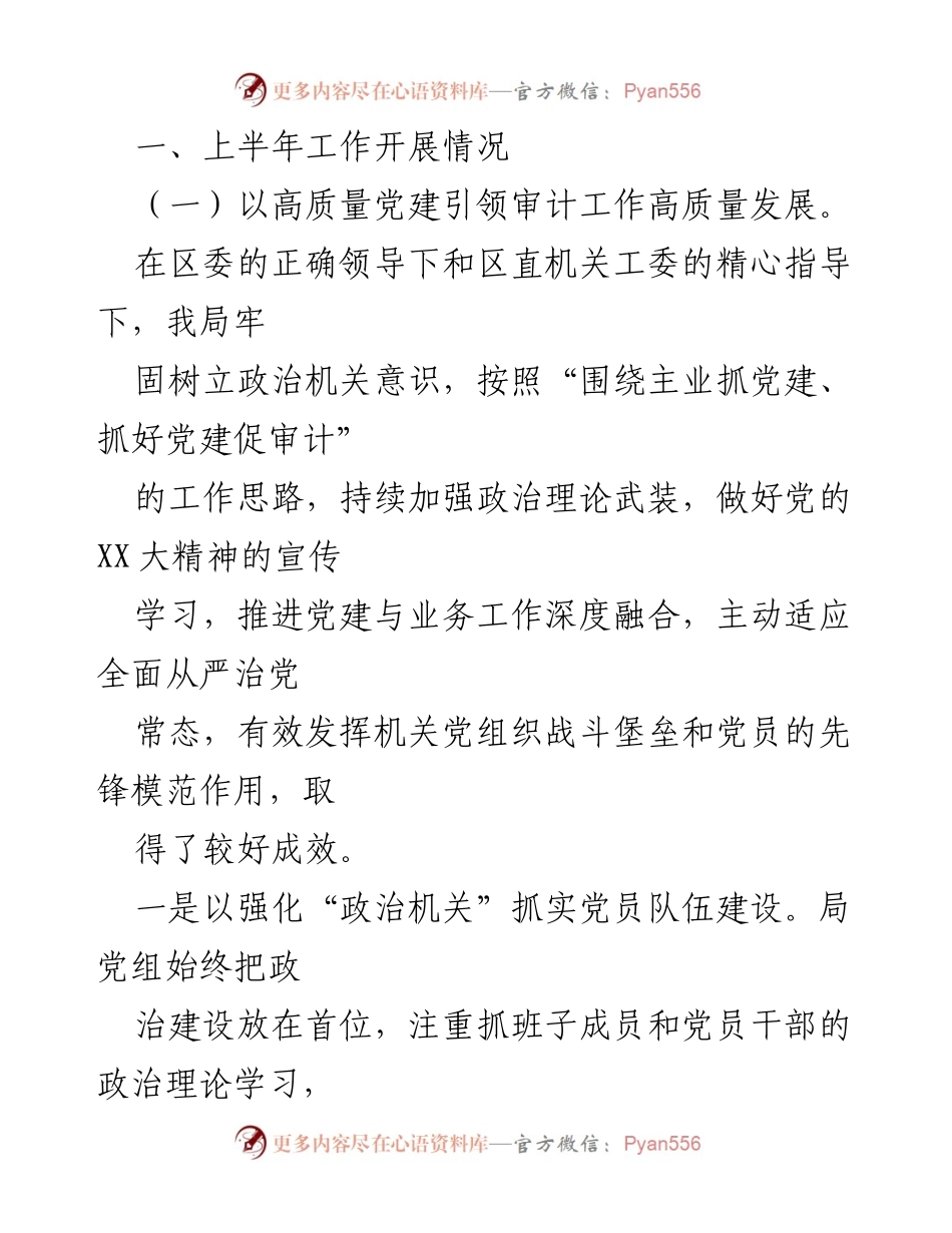 [工作总结] 审计局 - 2023年上半年审计局工作总结与下半年工作计划.docx_第2页