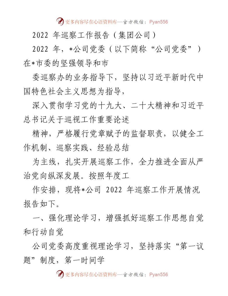 [工作总结] 巡察工作 - 2022年巡察工作总结报告.docx_第1页