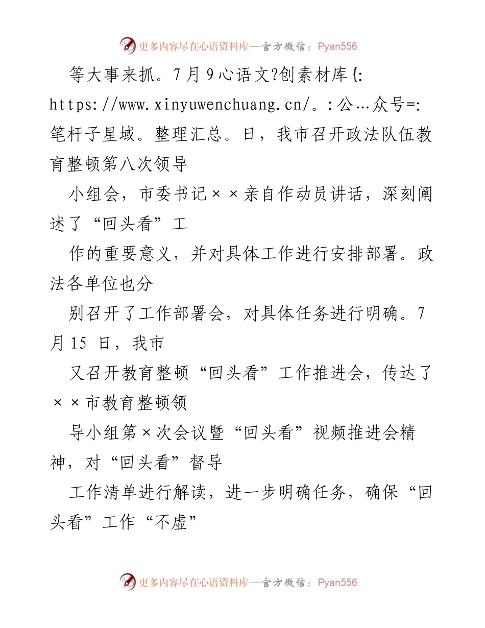 [工作总结] 政法队伍教育整顿 - 全市政法队伍教育整顿“回头看”情况汇报.docx_第2页
