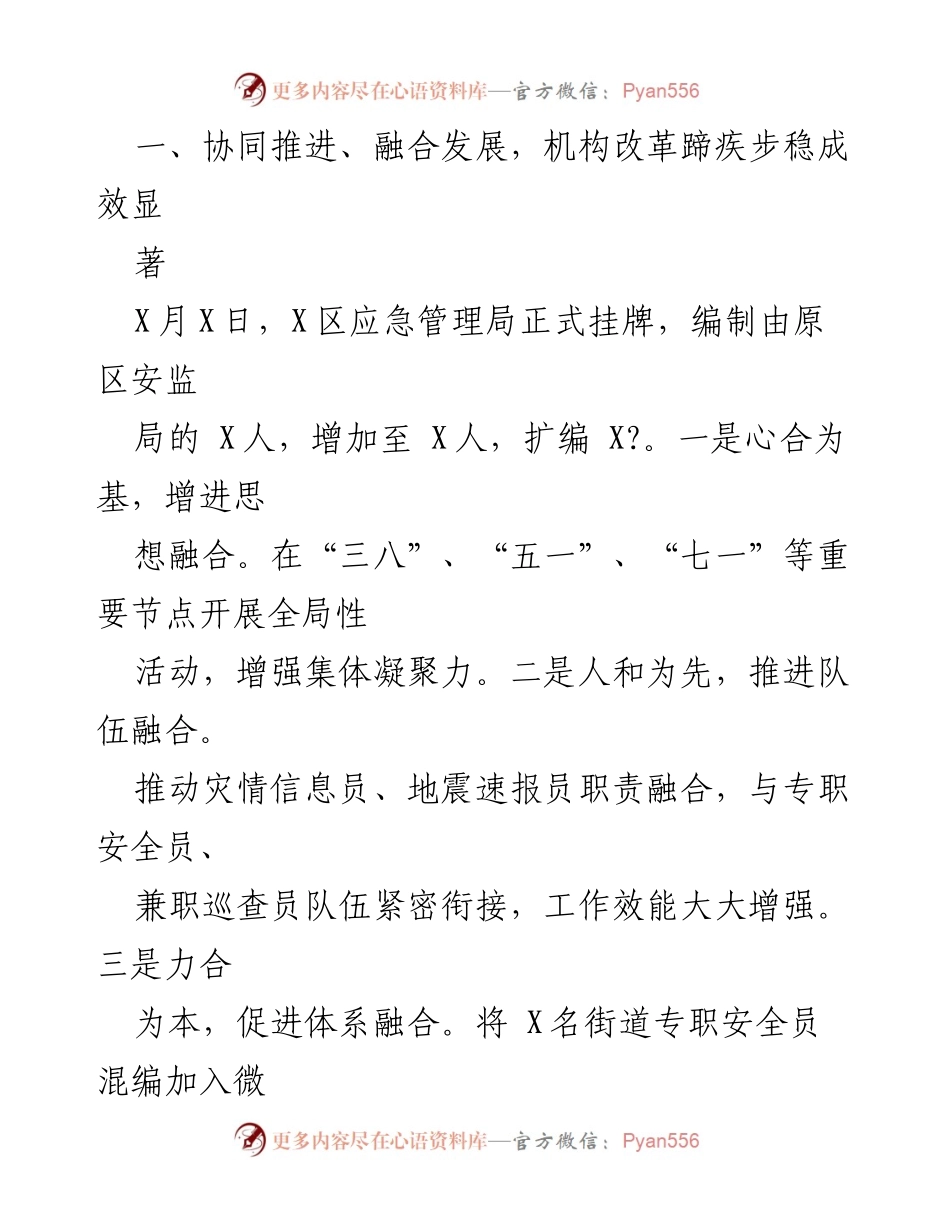 [工作总结] 应急管理工作 - X区应急管理工作经验总结与成效分析.docx_第2页