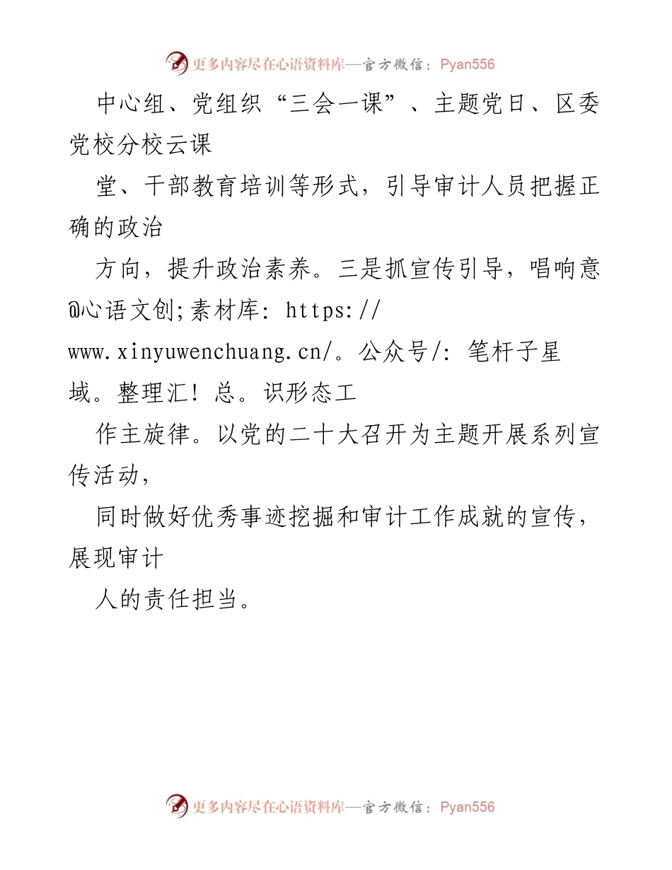 [工作总结] 朝阳区审计局 - 加强意识形态工作的“三抓”策略.docx_第2页