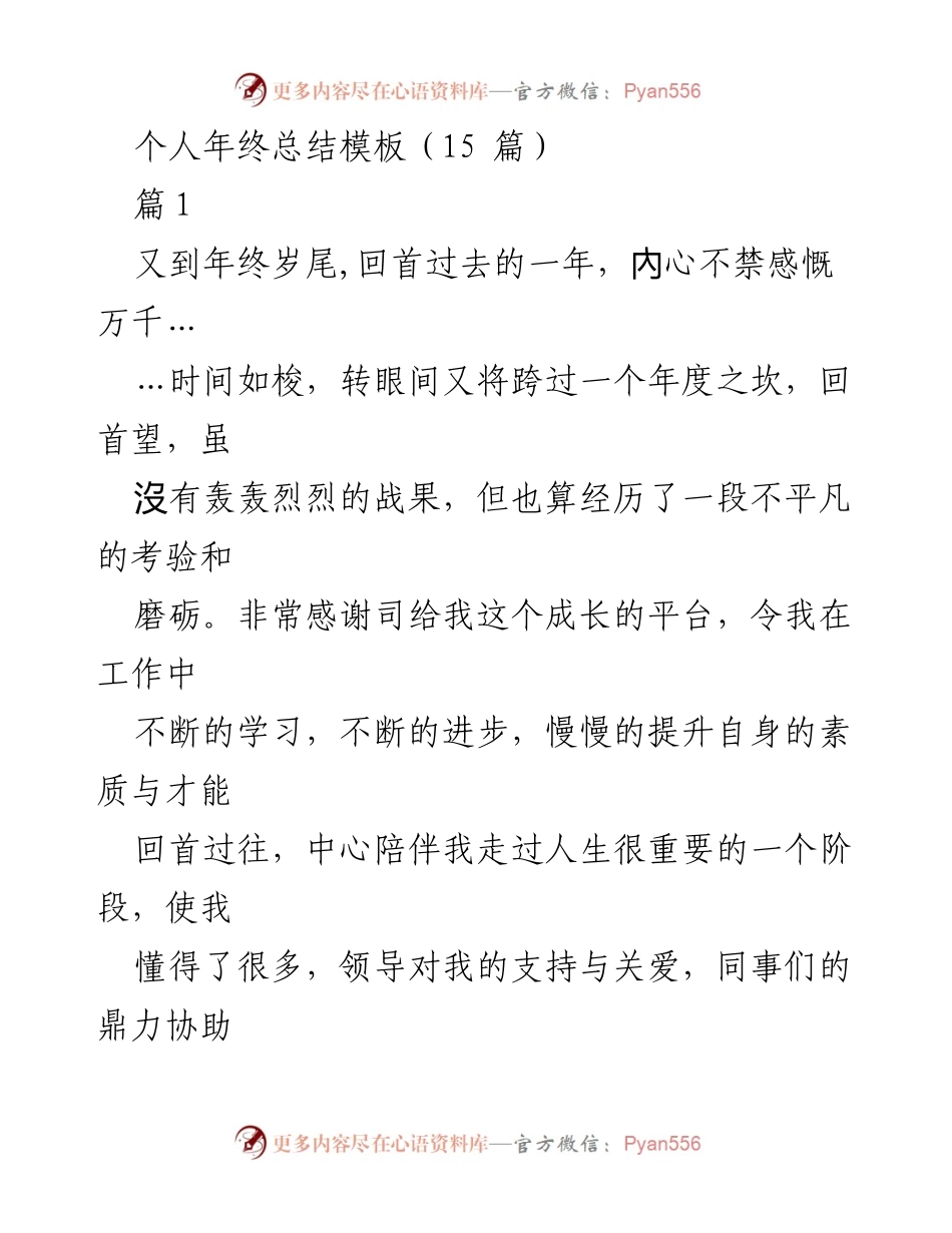 [工作总结] 年终总结 - 个人工作成就与反思总结.docx_第1页