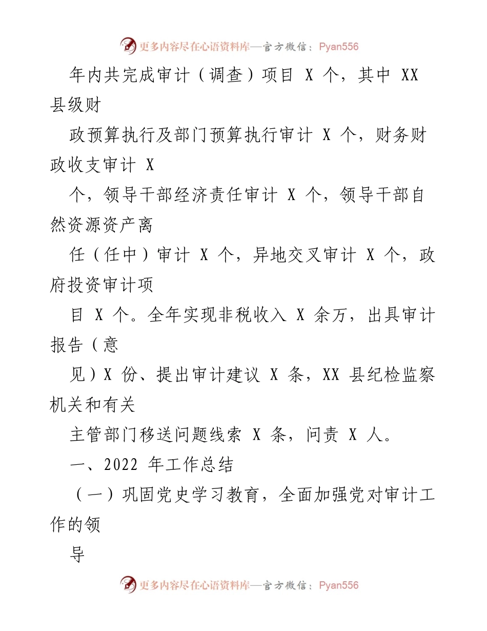 [工作总结] 年度总结 - XX县审计局2022年工作总结与2023年工作计划.docx_第2页