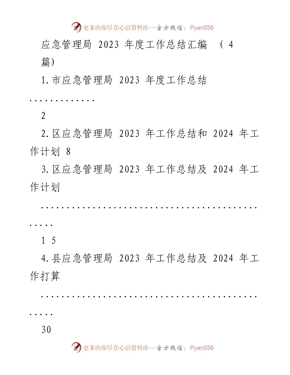 [工作总结] 应急管理局 - 2023年度应急管理工作总结与计划.docx_第1页