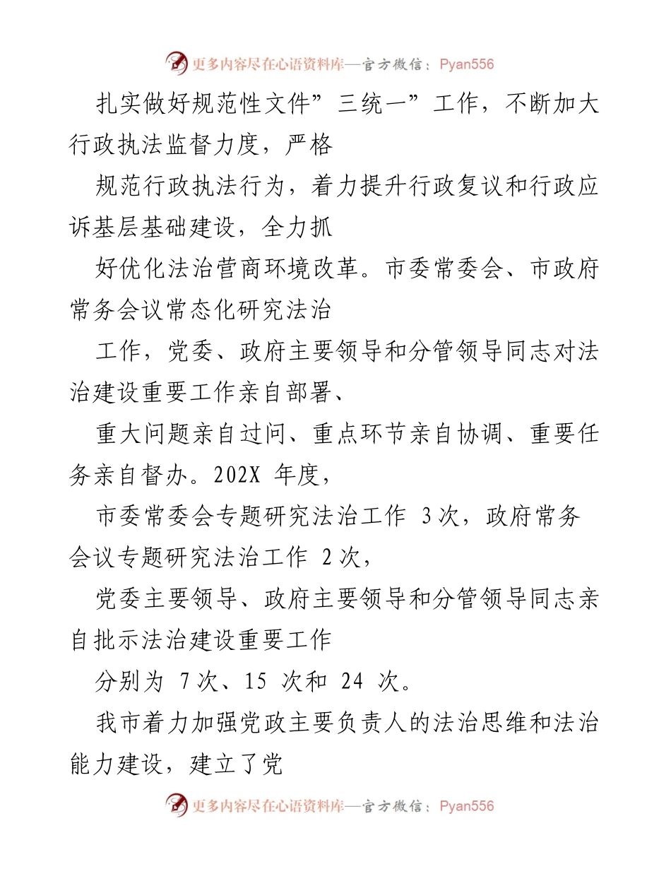 [工作总结] 年度法治建设 - 202X 年度市法治建设工作总结.docx_第2页