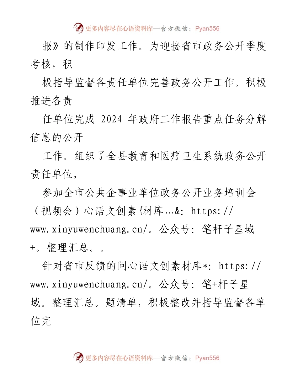 [工作总结] 政务公开 - X县2024年第一季度政务公开工作总结与展望_1.docx_第2页