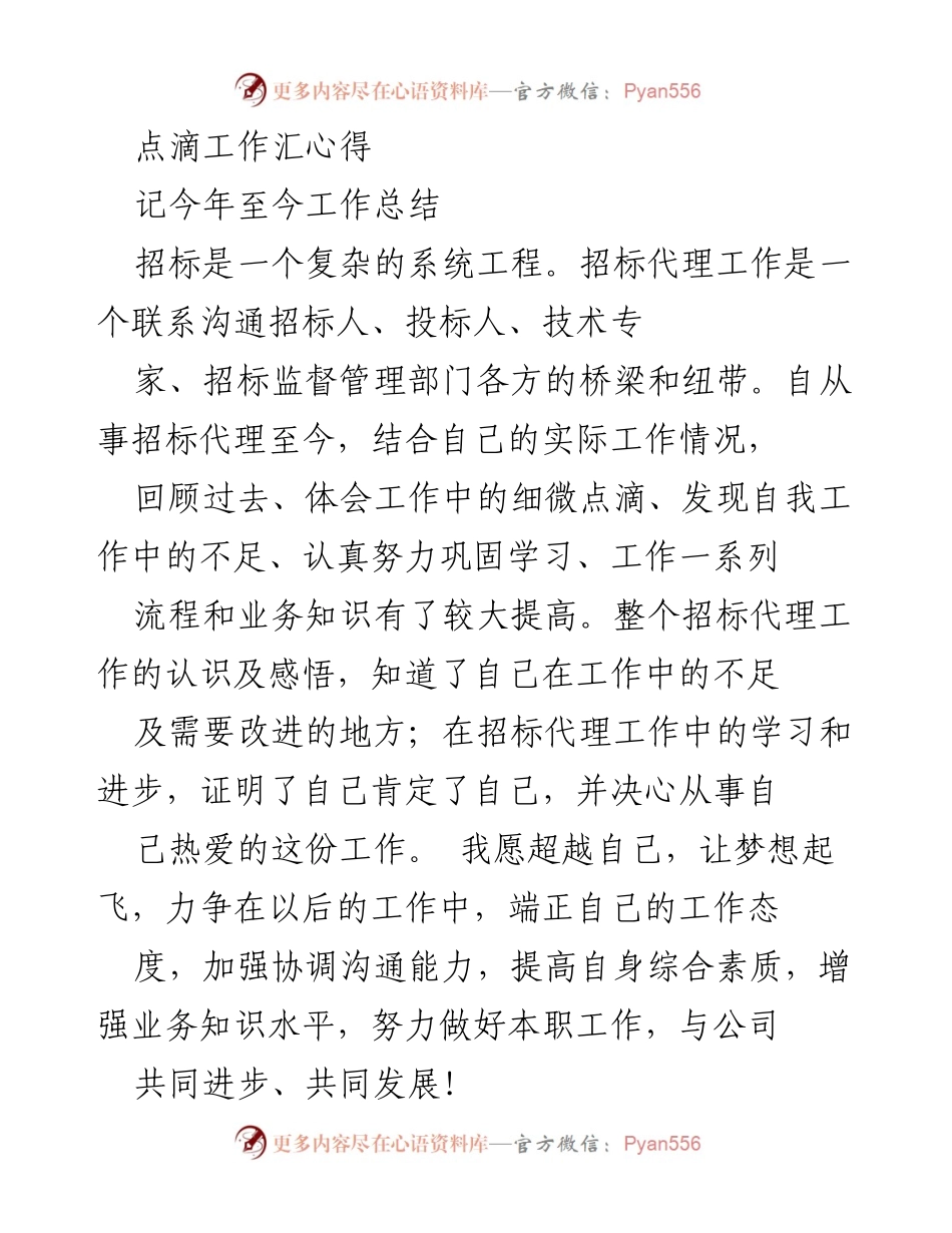 [工作总结] 招标代理 - 招标代理工作中的成长与反思.docx_第1页