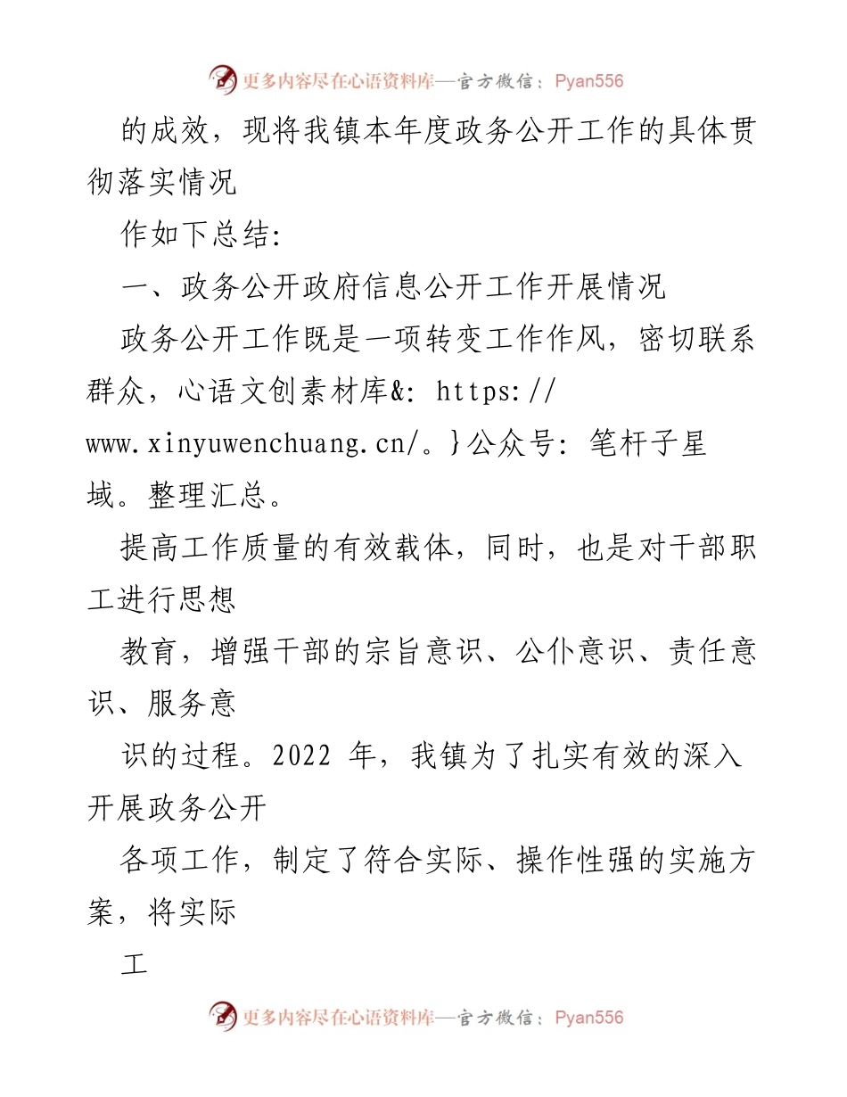[工作总结] 政务公开 - XX 镇 2022 年度政务公开工作总结_2.docx_第2页