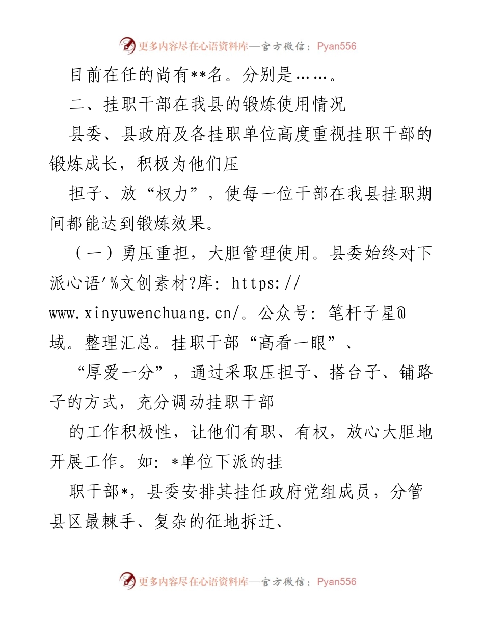 [工作总结] 挂职锻炼 - 县中青年干部挂职锻炼工作情况汇报.docx_第2页