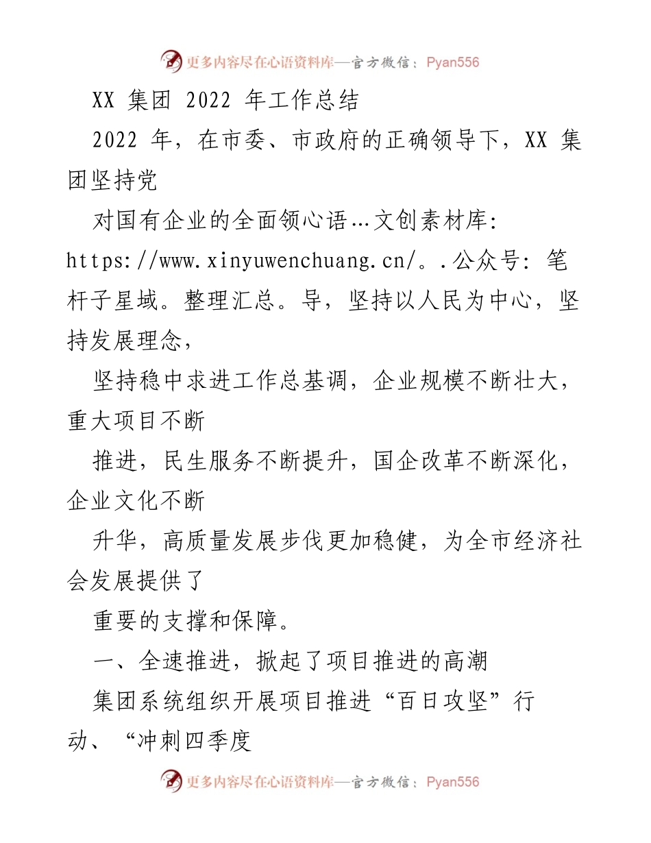 [工作总结] 年度总结 - XX集团2022年工作总结与发展成就.docx_第1页