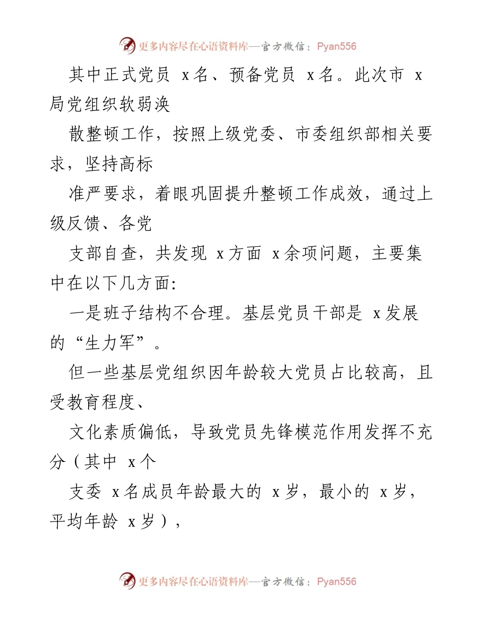 [工作总结] 整顿工作 - 市 x 局党组织软弱涣散整顿工作总结报告.docx_第2页