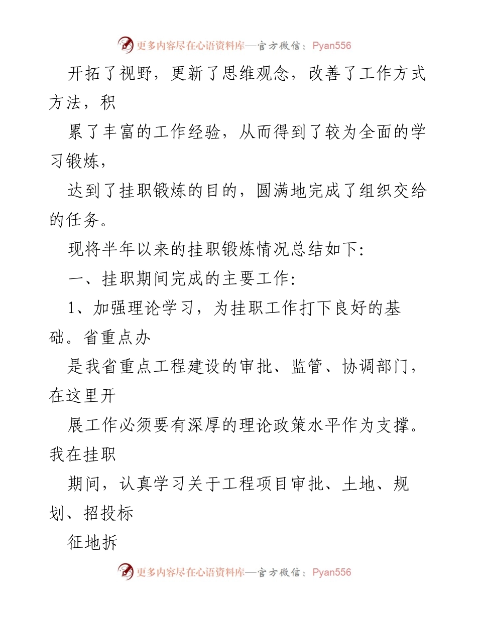 [工作总结] 挂职锻炼 - 半年挂职工作总结与经验分享.docx_第2页
