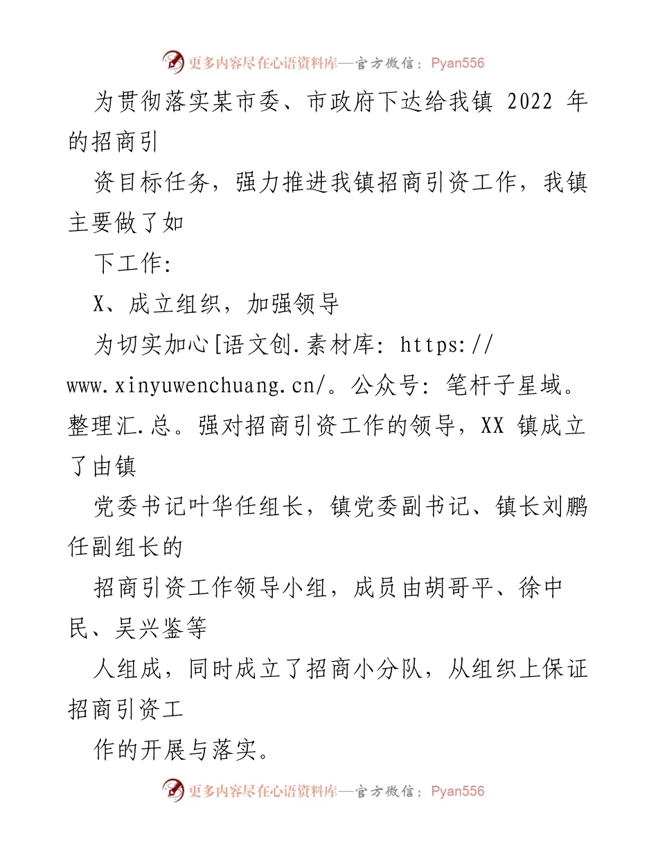[工作总结] 招商引资 - 2022年XX镇招商引资工作总结与展望.docx_第2页