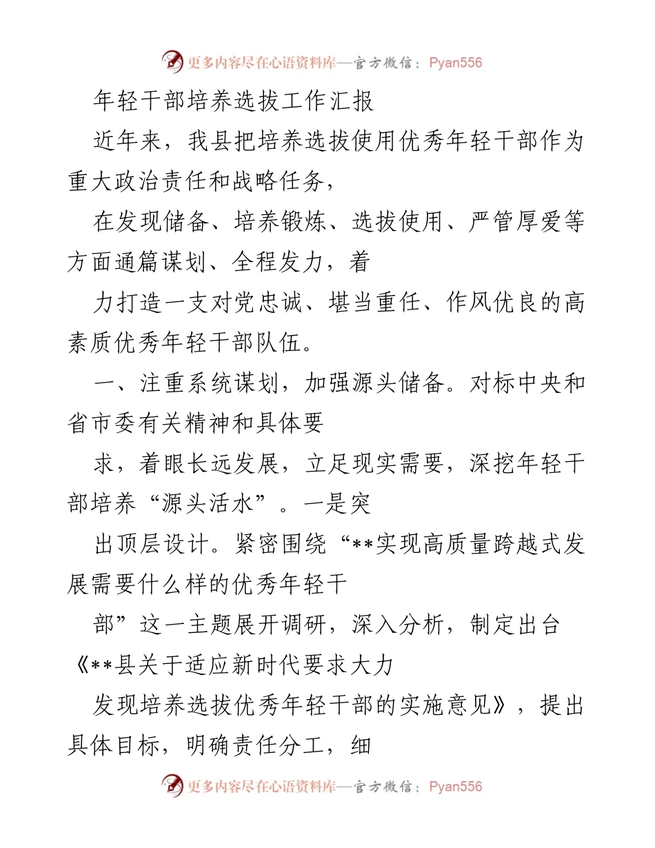 [工作总结] 年轻干部培养选拔工作 - 打造高素质年轻干部队伍的系统谋划与实践历练.docx_第1页