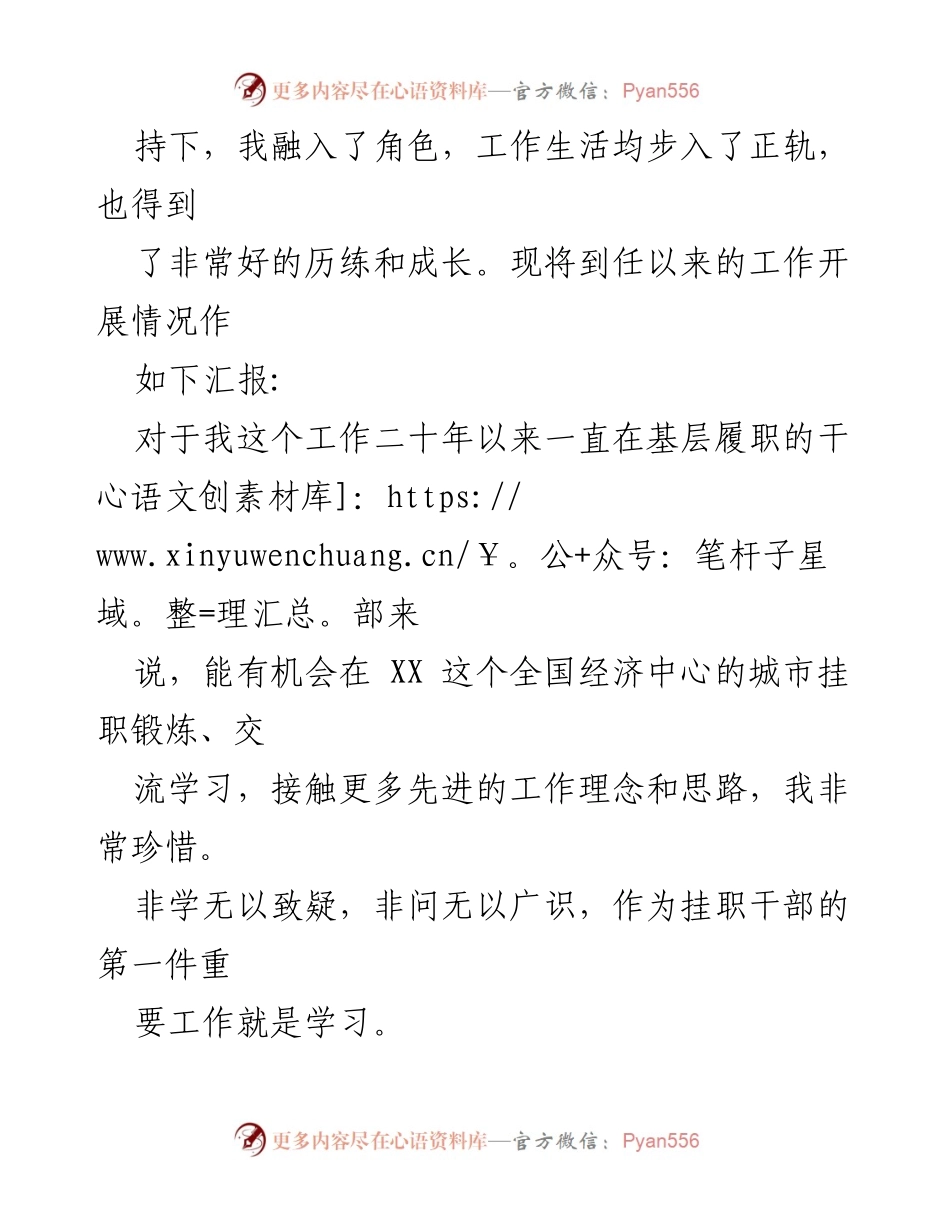 [工作总结] 挂职干部 - 2023年挂职干部工作汇报与学习体会.docx_第2页