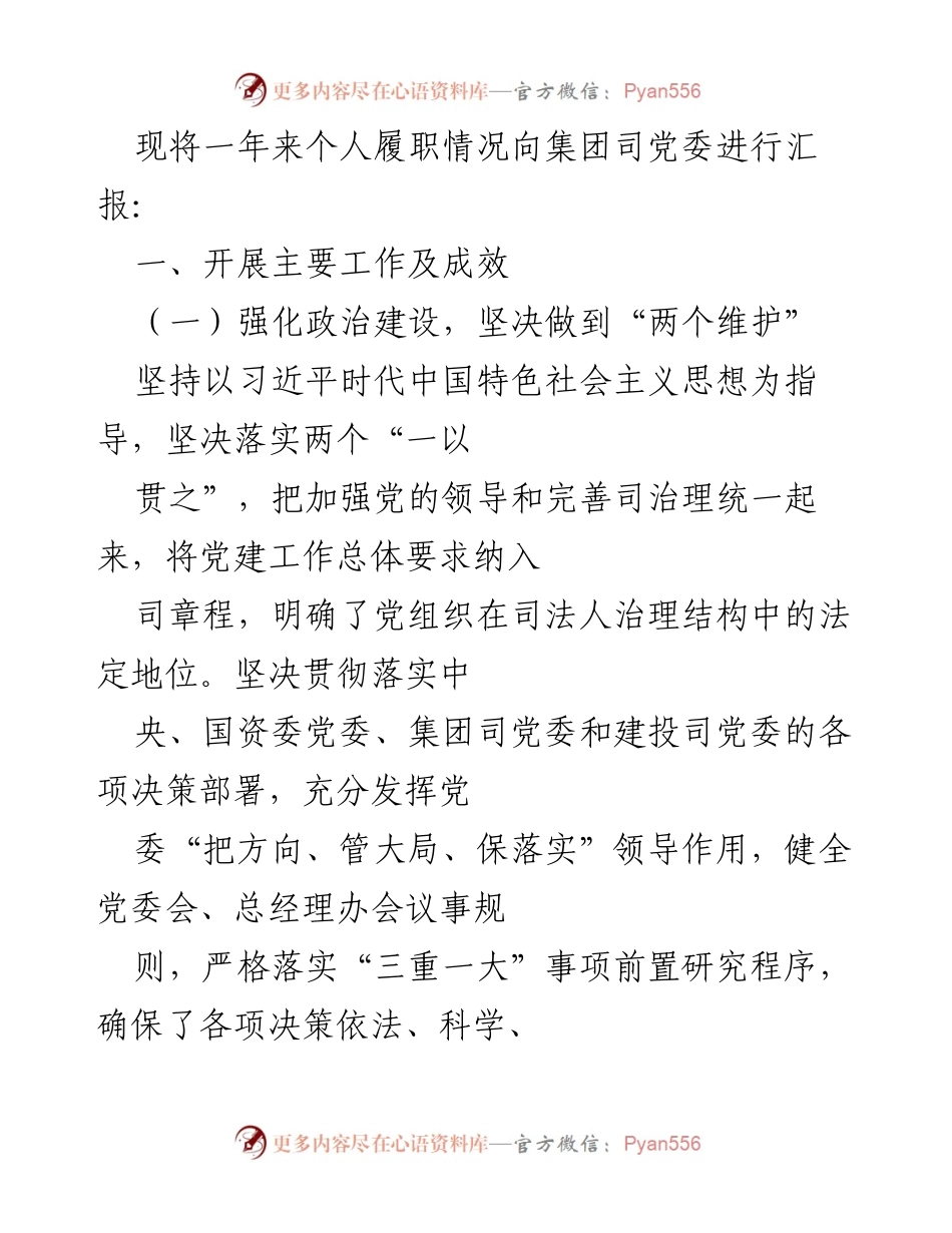 [工作总结] 年度汇报 - 个人履职情况总结与成效分析.docx_第1页