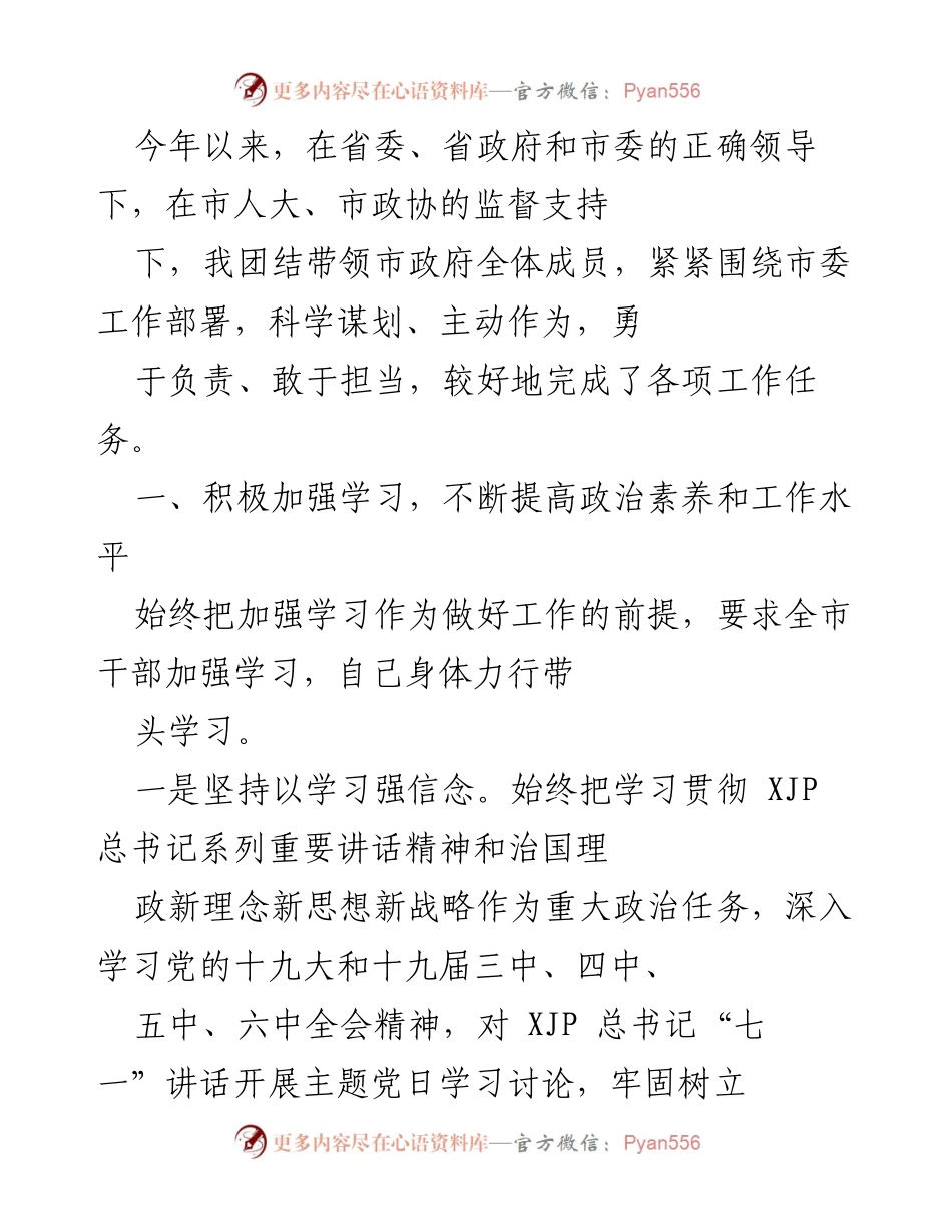 [工作总结] 政府工作会议 - 提升政治素养与政府建设的年度总结.docx_第1页