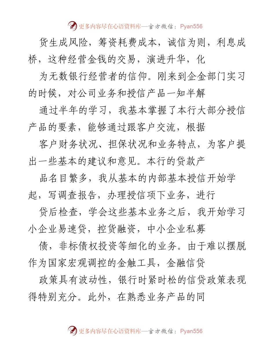 [工作总结] 年终总结 - 半年成长与信贷业务学习的体会.docx_第2页