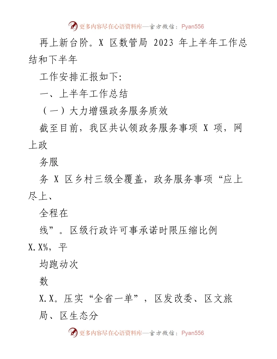 [工作总结] 政务服务 - X 区数管局2023年上半年工作总结与下半年工作安排.docx_第2页
