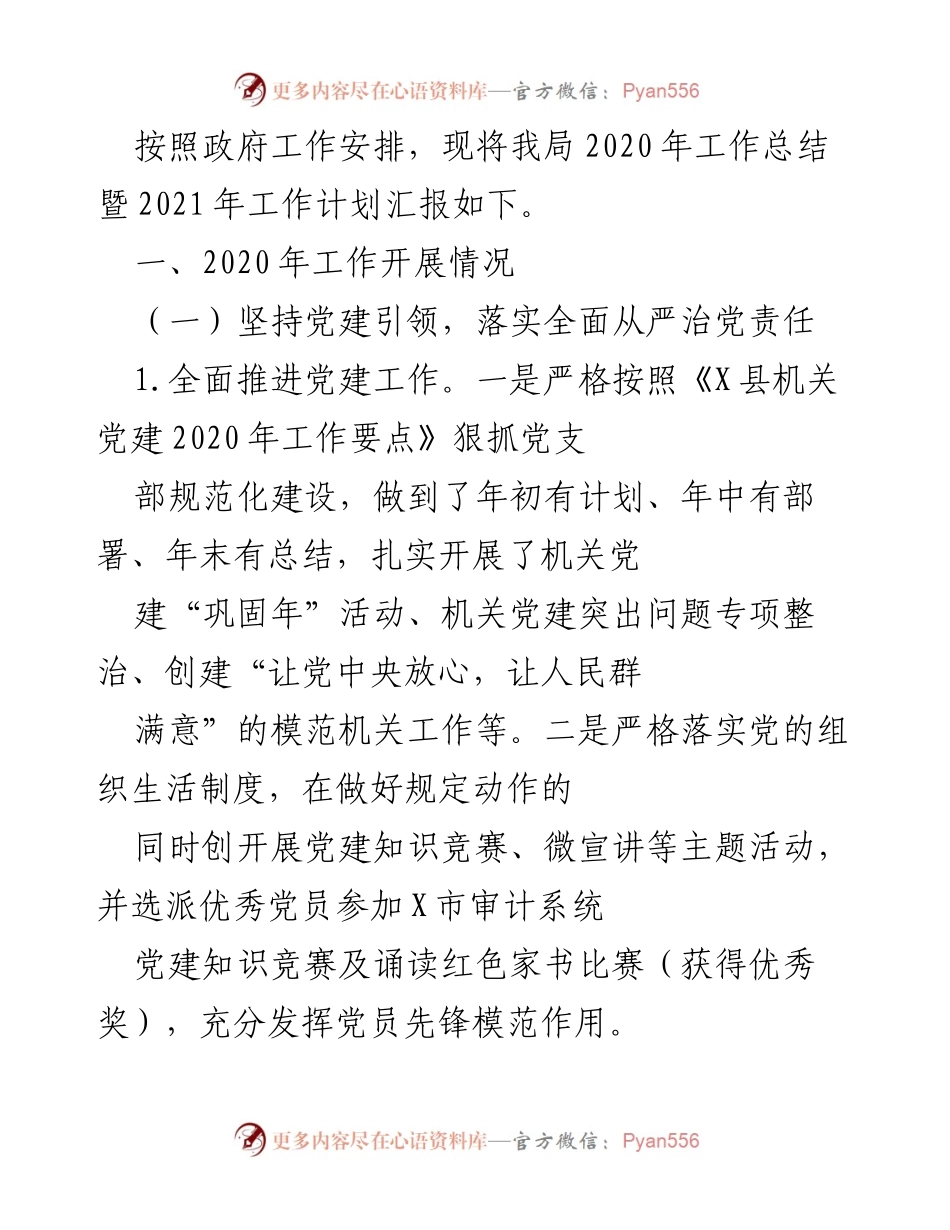[工作总结] 政府部门 - 2020年工作总结及2021年工作计划汇报.docx_第1页
