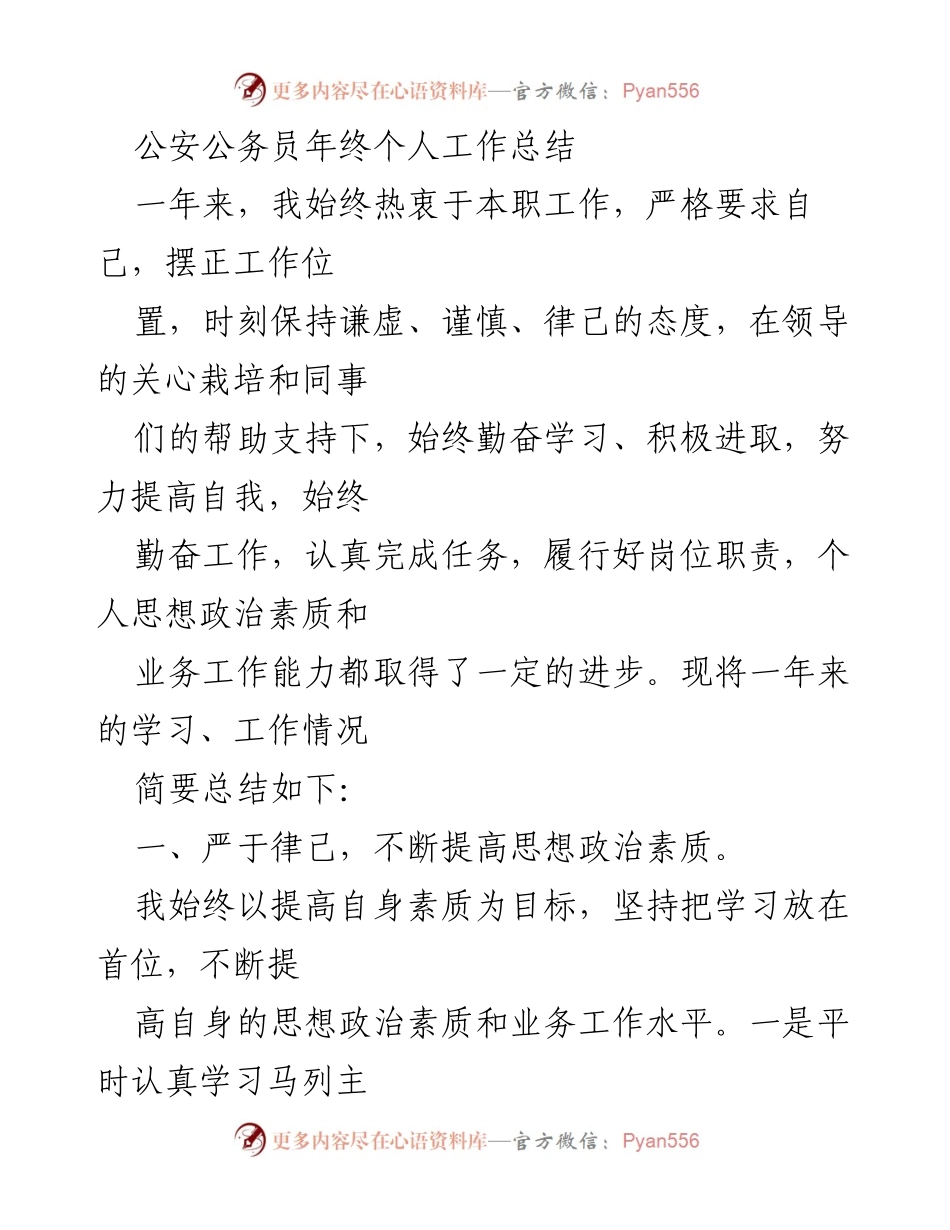 [工作总结] 年终总结 - 公安公务员个人年终工作总结报告.docx_第1页