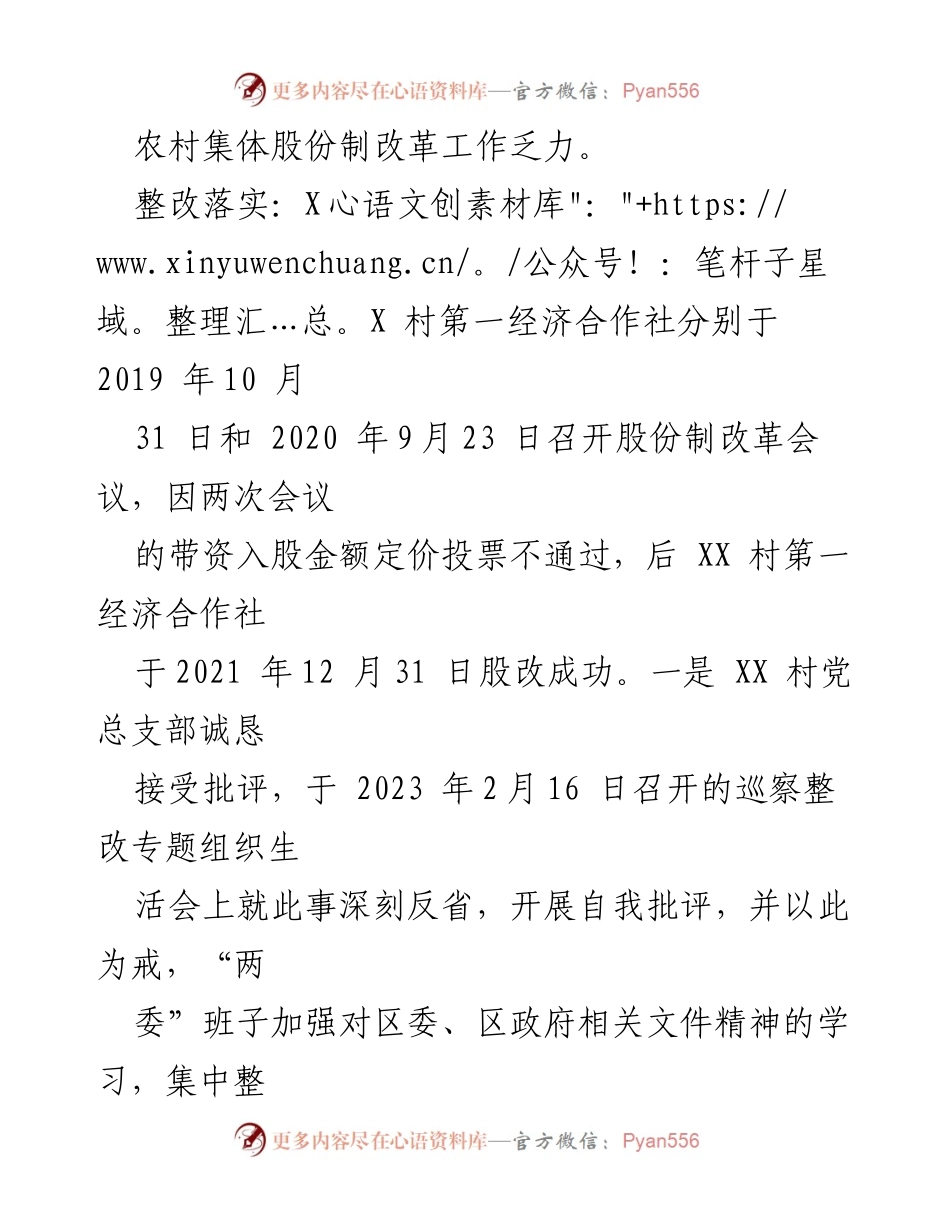 [工作总结] 村党总支部 - XX村巡察整改进展情况报告.docx_第2页