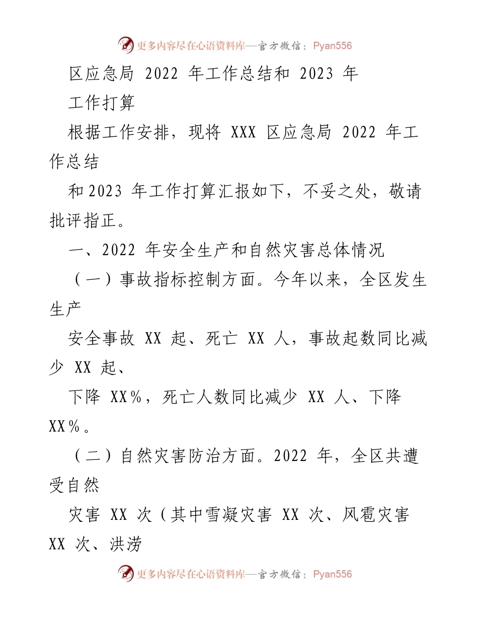 [工作总结] 应急局年度汇报 - 2022年工作总结与2023年工作打算.docx_第1页
