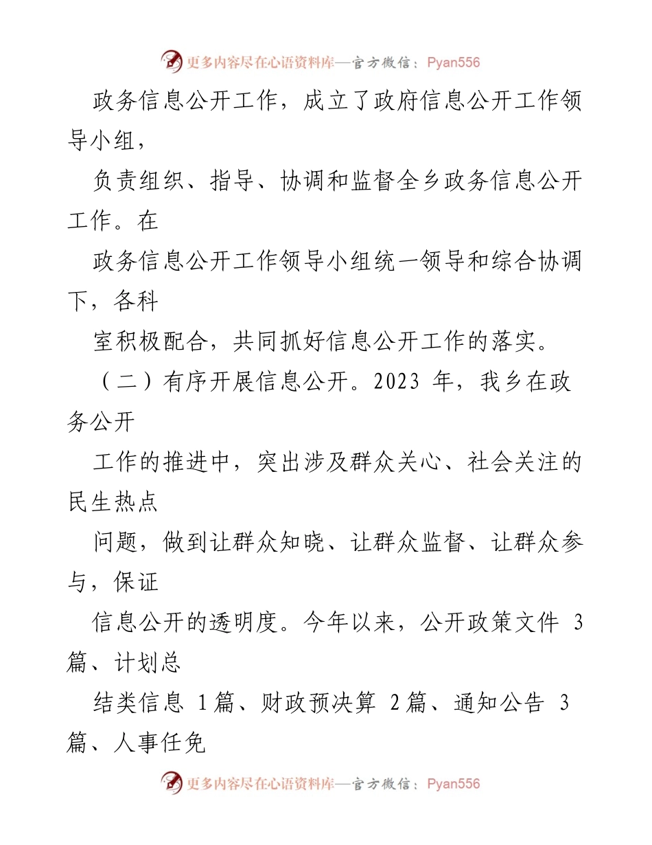[工作总结] 政务公开 - 2023年闹村乡政务公开工作总结及2024年工作思路.docx_第2页