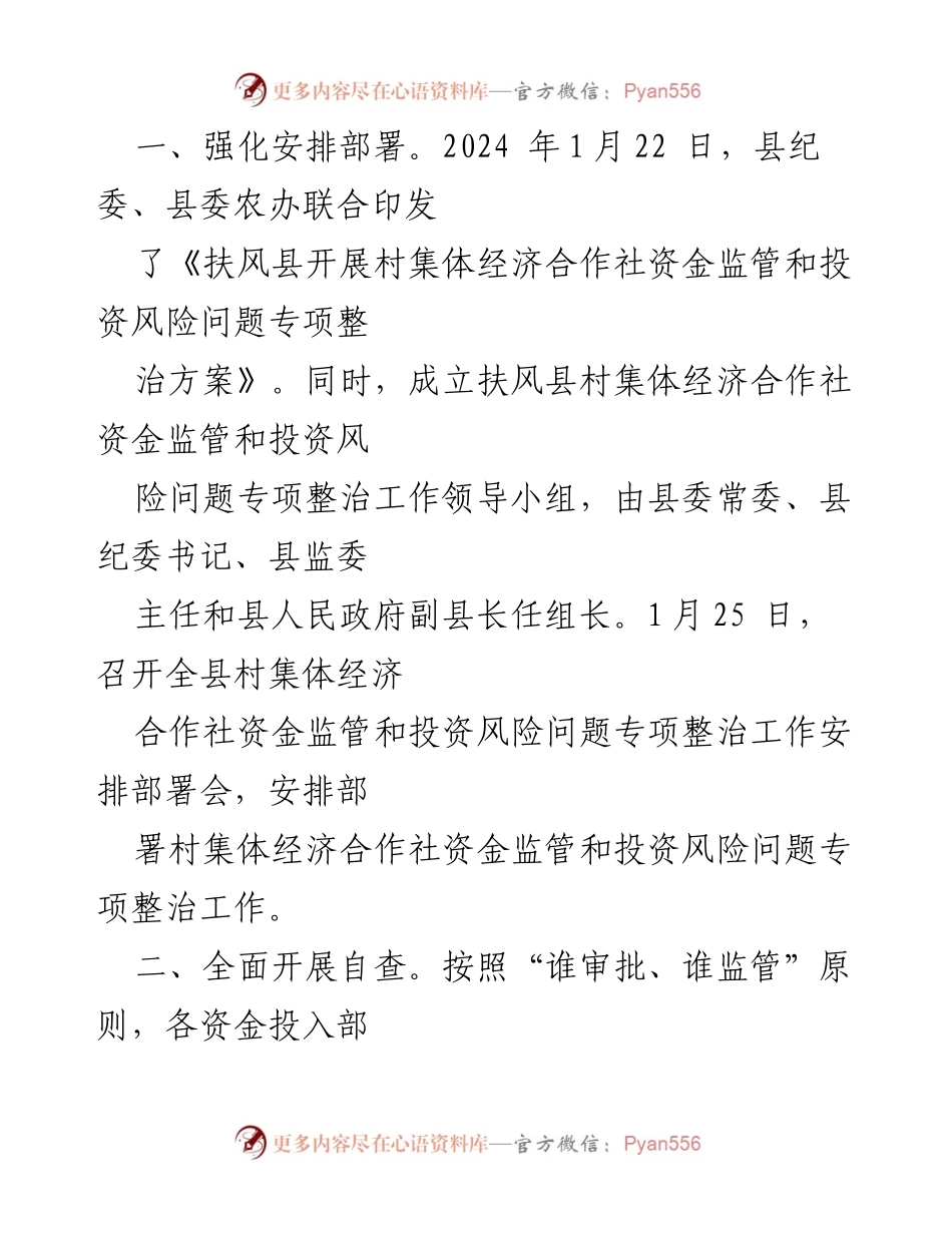 [工作总结] 扶风县 - 村集体资金监管与投资风险专项整治工作总结.docx_第2页