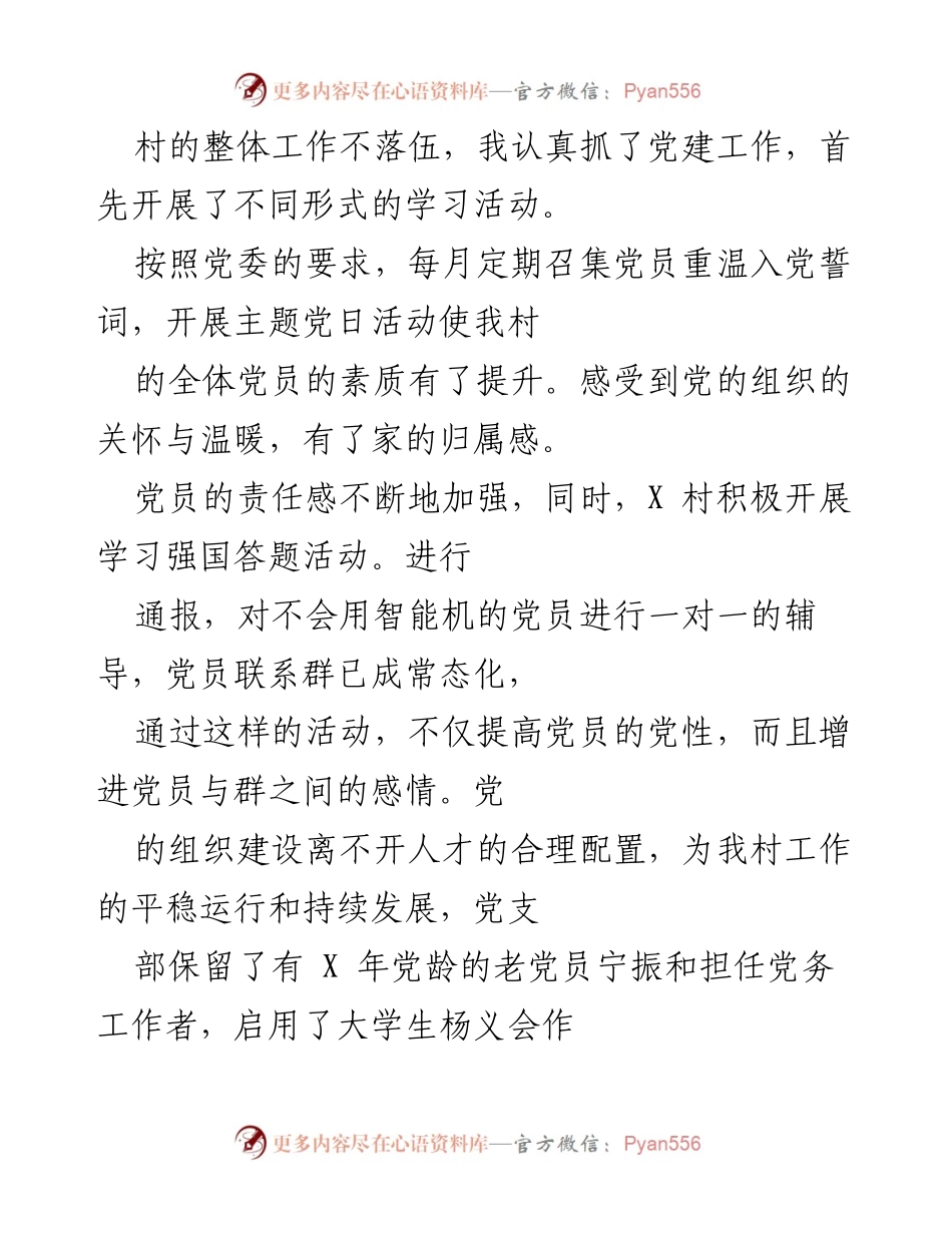 [工作总结] 村党支部工作 - X村党支部书记年度工作总结报告.docx_第2页