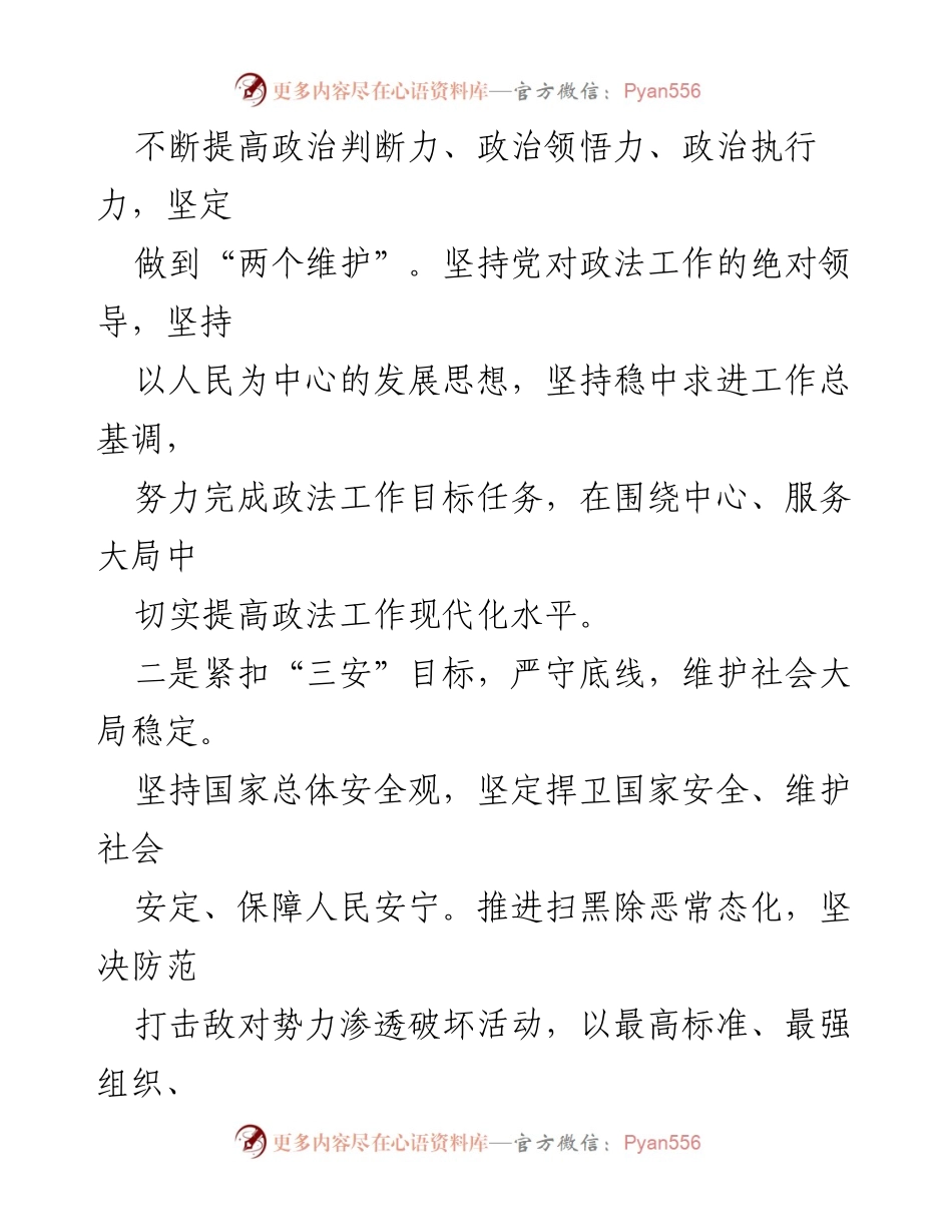 [工作总结] 政法系统会议 - 推动高质量政法工作，建设平安法治XX.docx_第2页