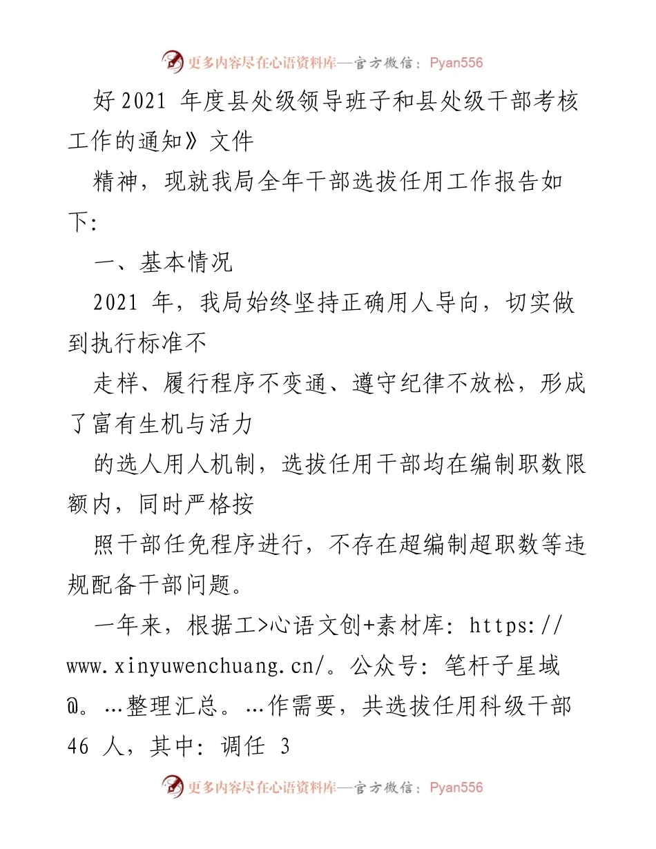[工作总结] 文化和旅游局 - 2021年度干部选拔任用工作专题报告_1.docx_第2页