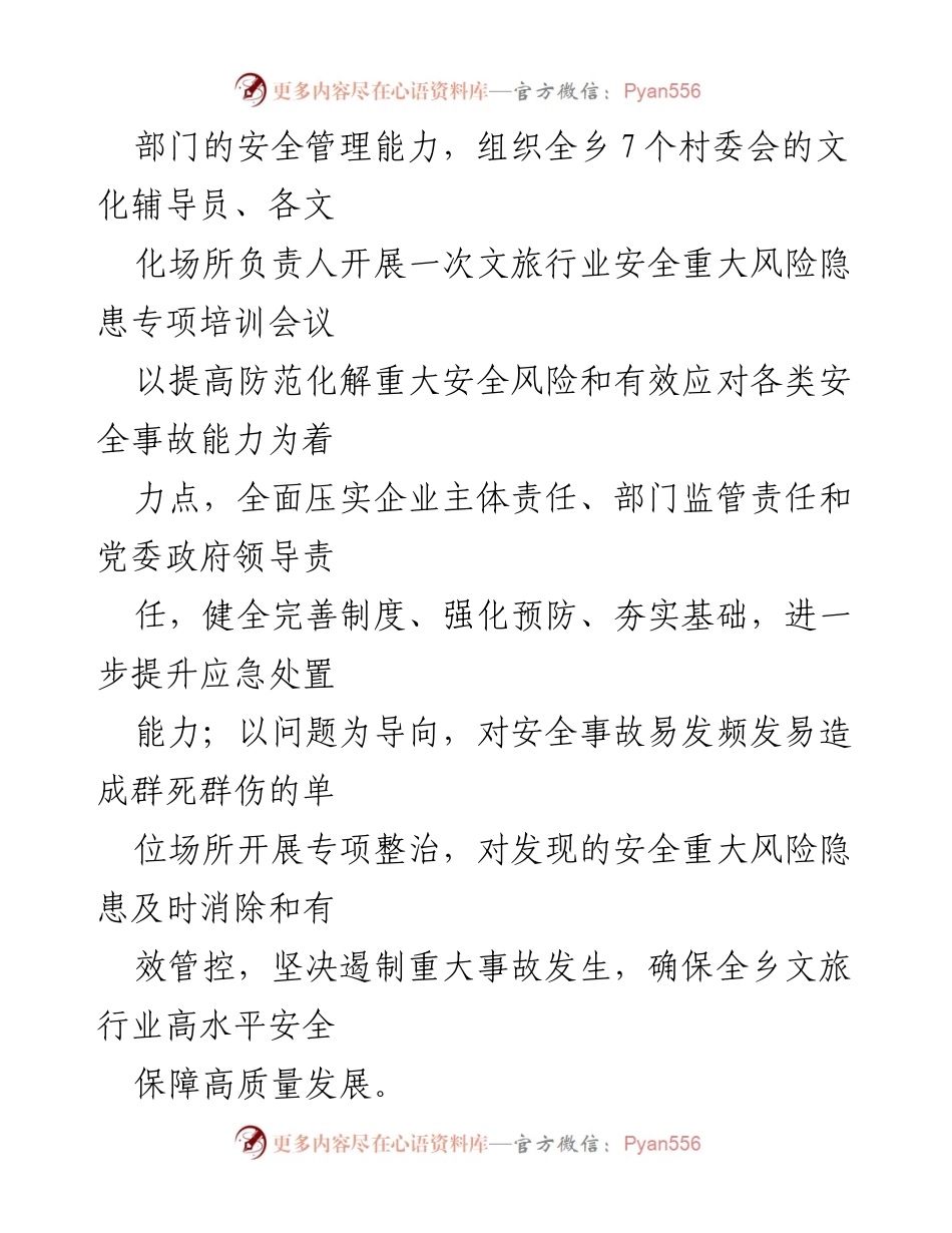 [工作总结] 文旅行业安全隐患整治 - X乡文旅行业安全风险隐患专项排查整治工作情况报告.docx_第2页