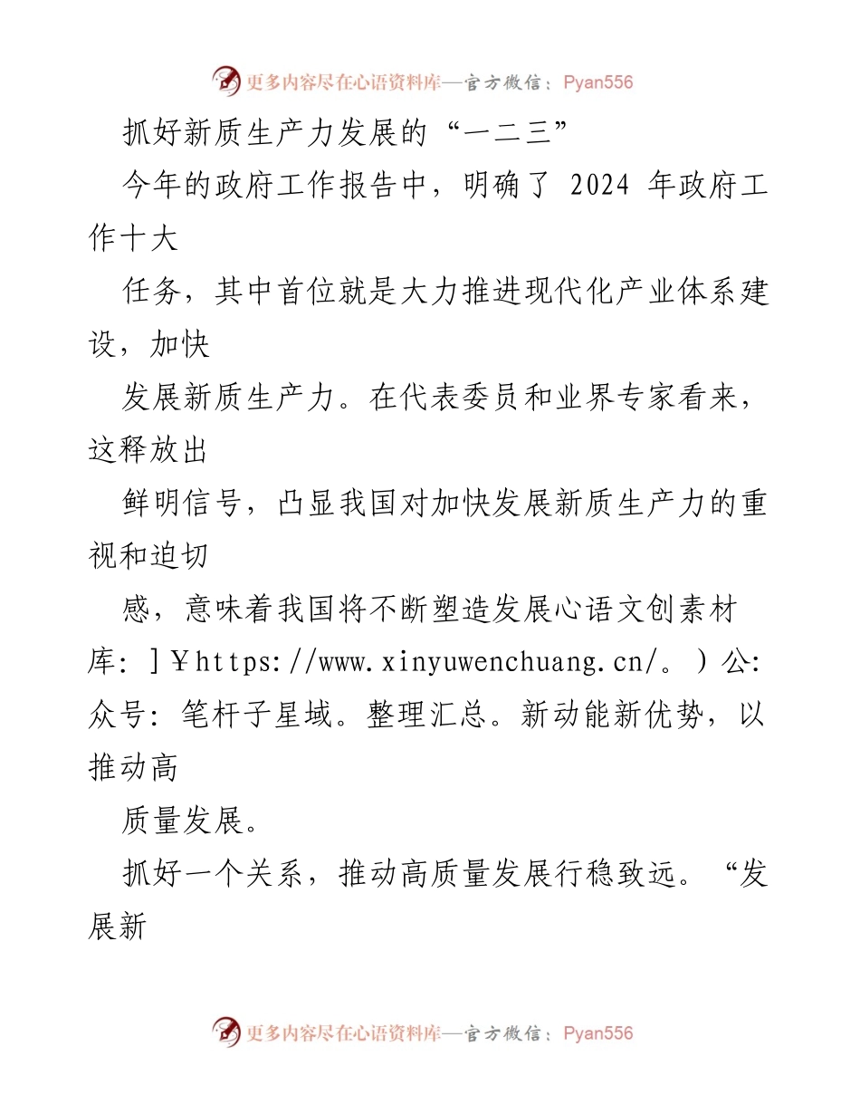 [工作总结] 政府工作会议 - 推动新质生产力发展的策略与实践.docx_第1页