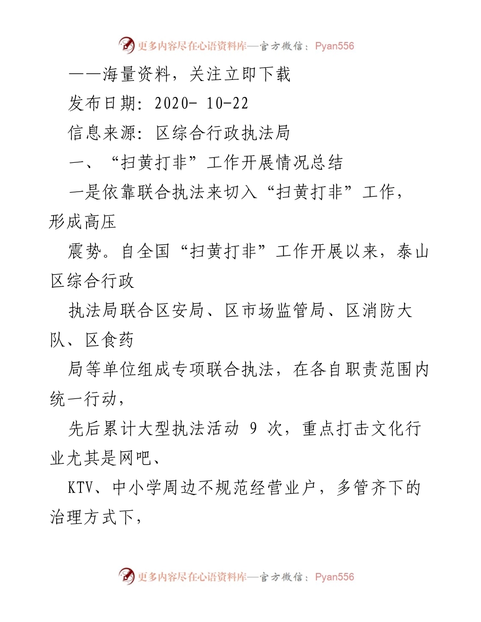 [工作总结] 执法工作 - “扫黄打非”工作开展情况及下一步措施总结.docx_第1页