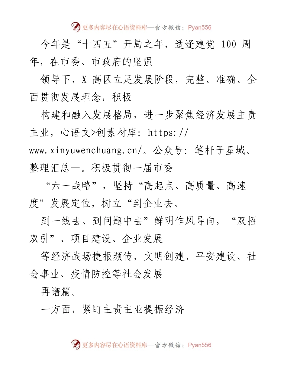 [工作总结] 年度经济发展会议 - “十四五”开局年X高区经济发展成果总结与展望.docx_第1页