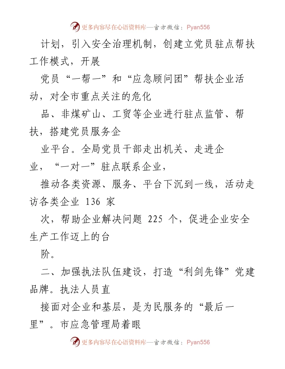 [工作总结] 应急管理局 - 加强党建引领，推动安全生产与企业发展.docx_第2页