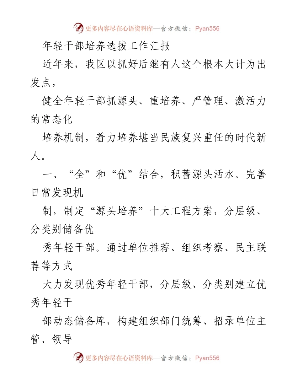 [工作总结] 年轻干部培养选拔工作 - 年轻干部培养选拔机制与实践探索.docx_第1页