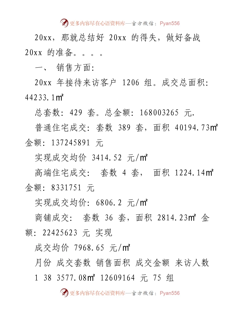 [工作总结] 年终总结 - 20xx年度销售业绩回顾与反思.docx_第2页