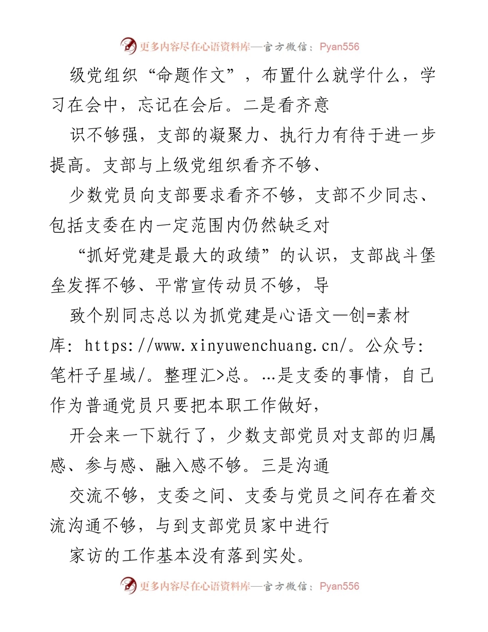 [工作总结] 支部对照检查 - 支部政治引领与组织生活制度存在问题的汇报.docx_第2页