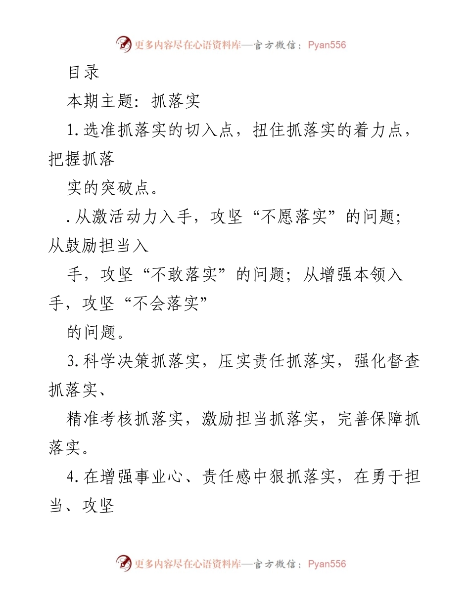 [工作总结] 抓落实：从责任到执行的全面策略.docx_第1页