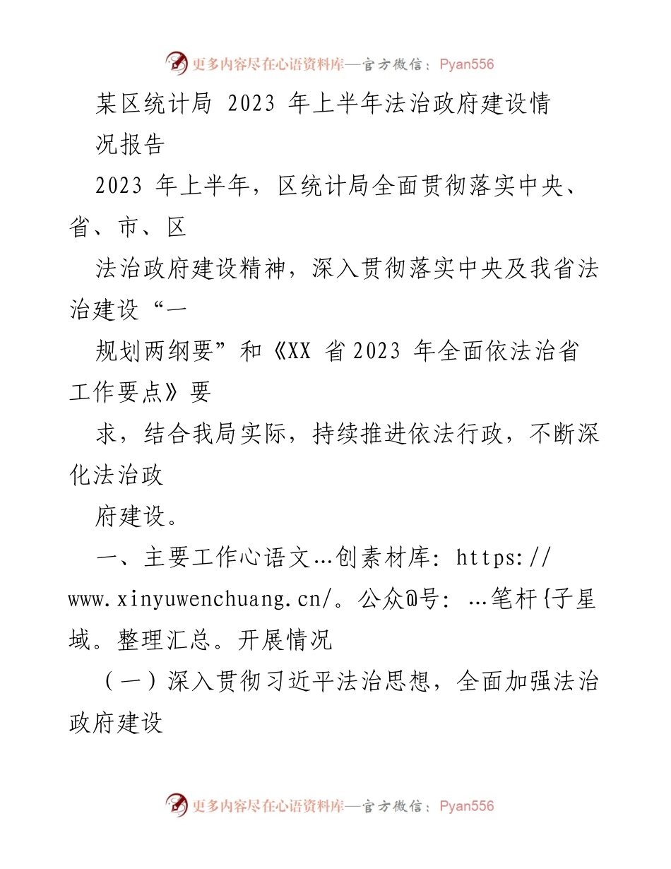 [工作总结] 政府法治建设 - 2023年上半年法治政府建设情况报告.docx_第1页