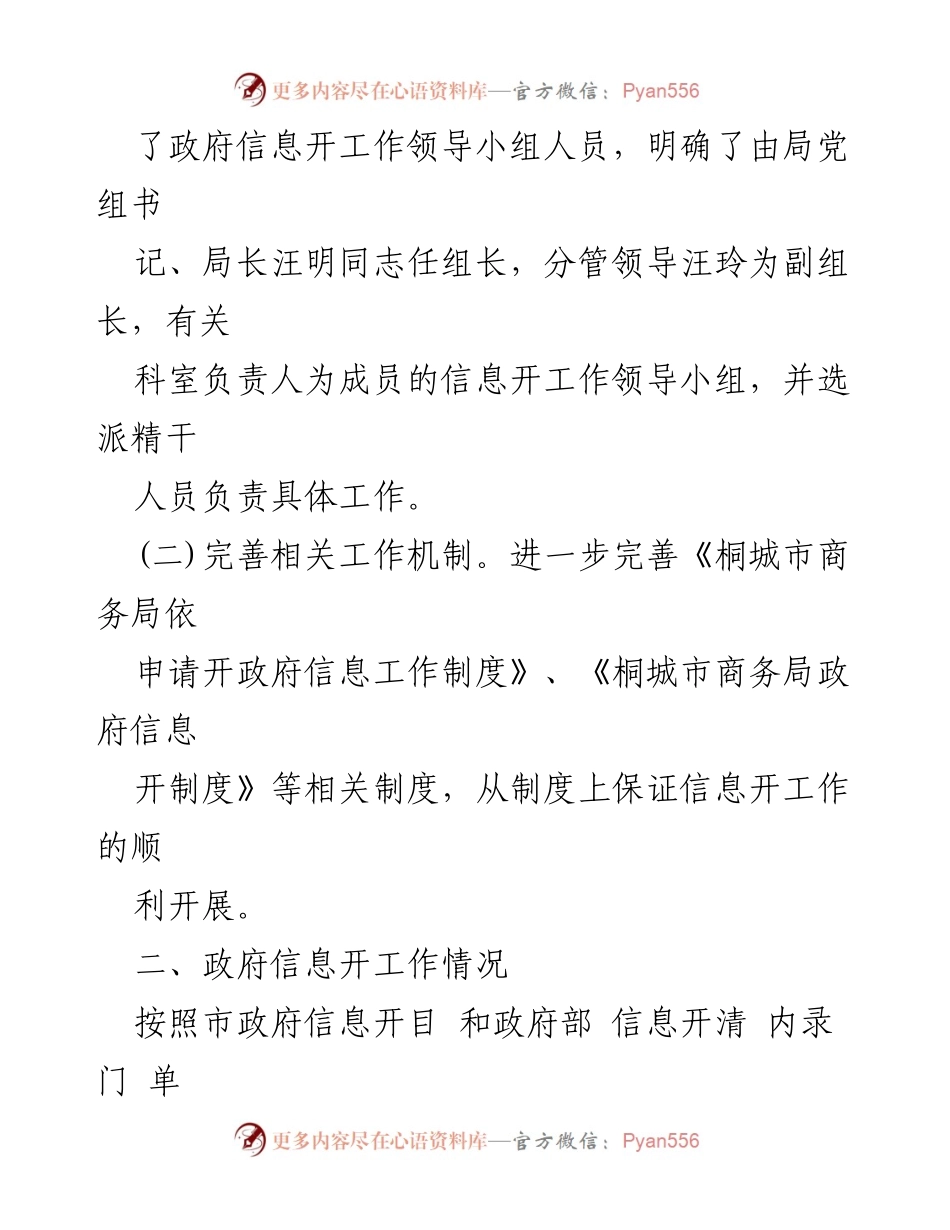 [工作总结] 政务信息公开 - 桐城市商务局2022年政务信息公开工作总结与2023年工作计划.docx_第2页