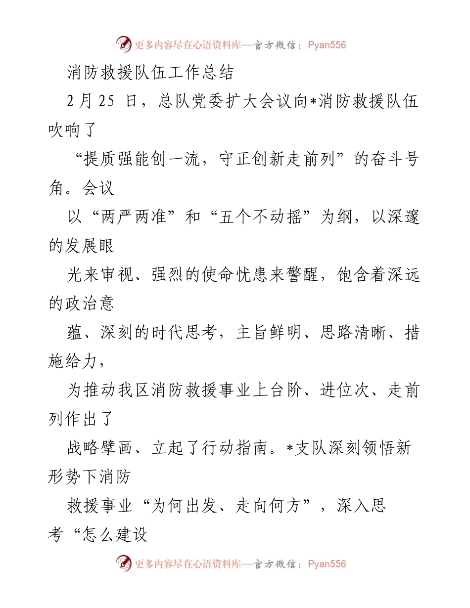 [工作总结] 总队党委扩大会议 - 消防救援队伍提质强能工作总结.docx_第1页