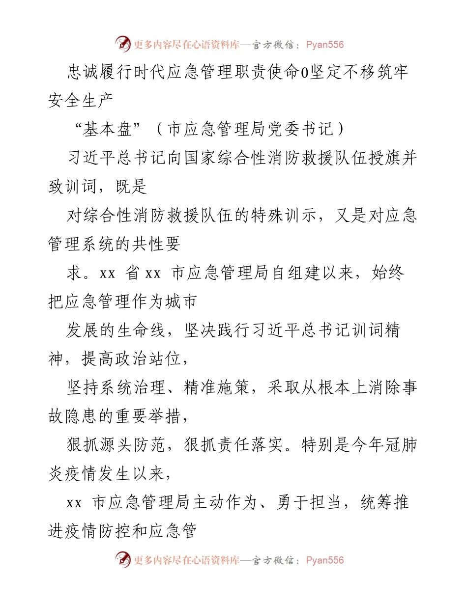[工作总结] 应急管理局 - 坚定不移筑牢安全生产基本盘，提升应急管理能力.docx_第1页